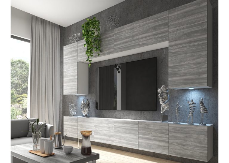 Meblościanka 300 cm TV/RTV szary antracyt grafitowy Producent IMP PRIMO 2/5/W/GW1/0/0