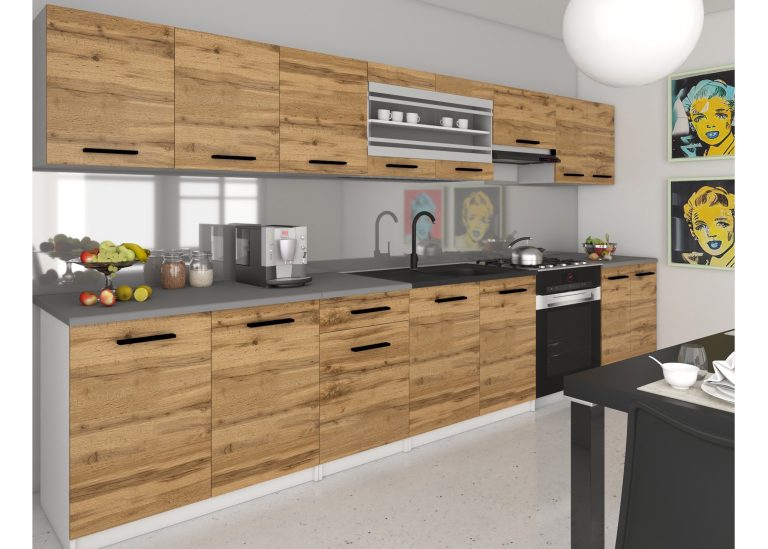 Meble kuchenne 320 cm dębowe dąb wotan dąb sonoma z blatem Producent TOR PRIMO320/4/WT/DW/0/B1