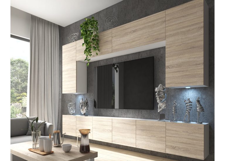 Meblościanka 300 cm TV/RTV dębowa dąb sonoma Producent IMP PRIMO 2/5/W/DS/0/0