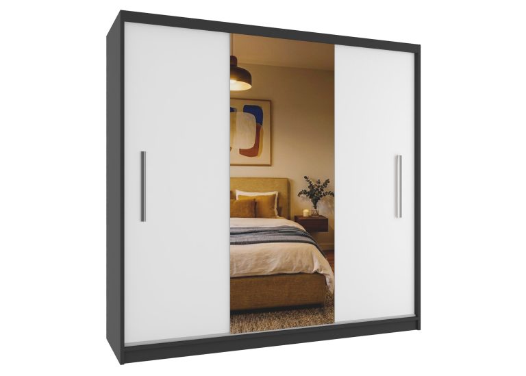 Szafa przesuwna 200 cm PRIMO z lustrem biała mat Producent MES PRIMO SZP1/1/B/W/0/AL