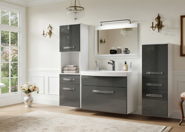 Zestaw mebli łazienkowych Glamour 83 GLA P 5/0/W/S/0/MB/PP