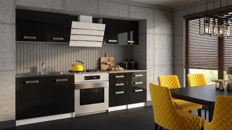 Meble kuchenne 160 cm czarne połysk z blatem Producent INF KOMPAKTO/3/WT/B/0/D