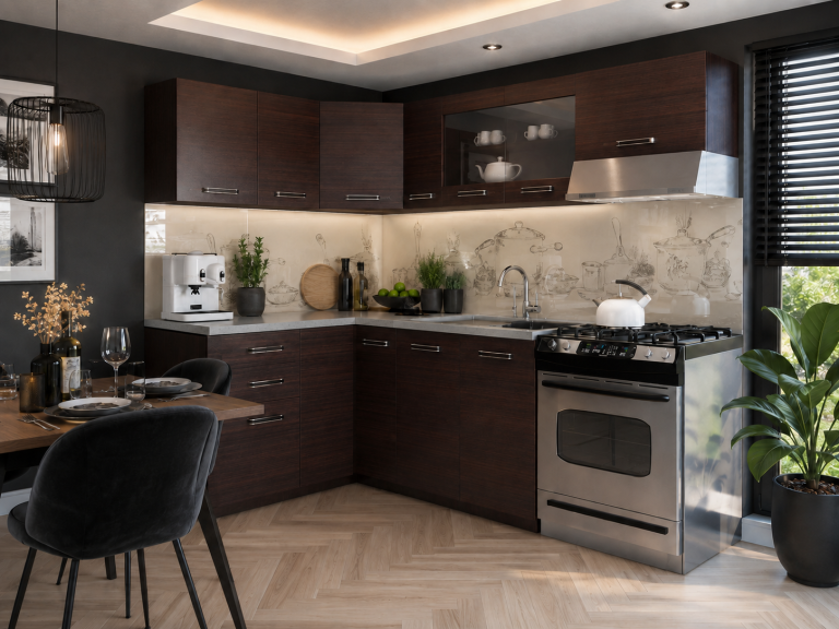 Meble kuchenne 360 cm brązowe kasztan z blatem Wyprzedaż LOS ANGELES/1/KN/KN/0/F
