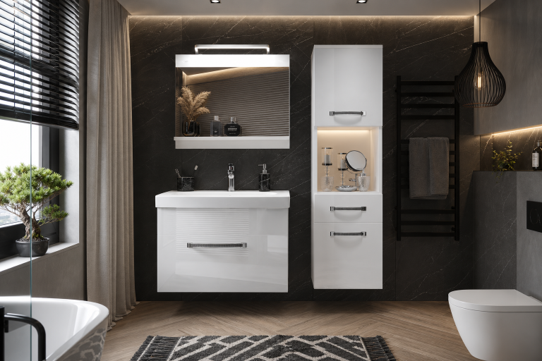 Zestaw mebli łazienkowych Glamour 43 GLA P 3/0/W/W/0/MB/PP