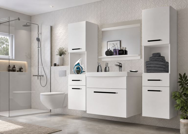 Meble łazienkowe szafki z umywalką z lustrem białe mat Producent ROD M 6/0/W/W/0/ZW