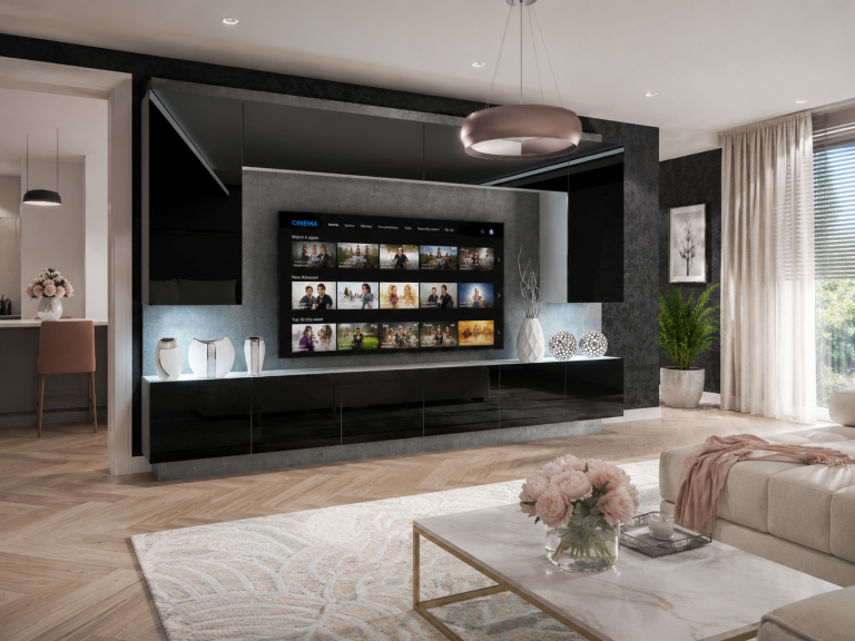Meblościanka 300 cm TV/RTV czarna połysk Producent IMP 2/5/W/B/0/0