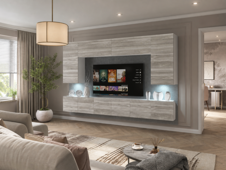 Meblościanka 300 cm TV/RTV szary antracyt grafitowy Producent IMP 2/5/W/GW1/0/0