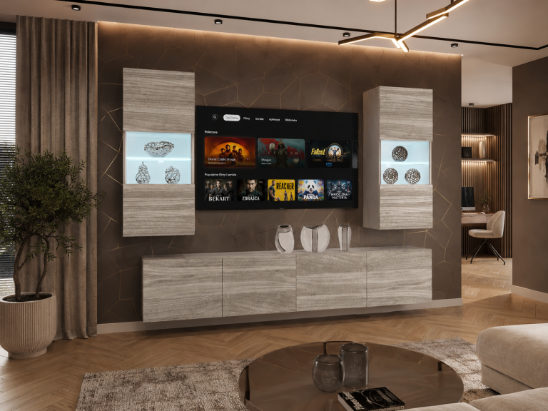 Meblościanka 200 cm TV/RTV szara antracyt grafitowa Producent IMP 7/5/W/GW1/0/0