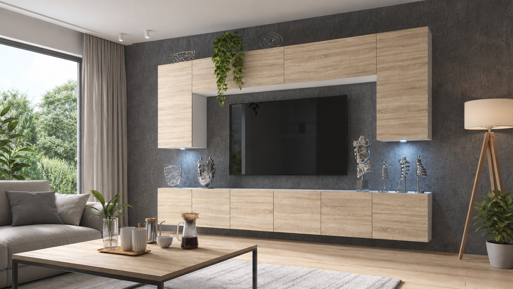 Meblościanki Comfort Belini - Meblościanka 200, 250 czy 300 cm: jak dobrać szerokość do salonu