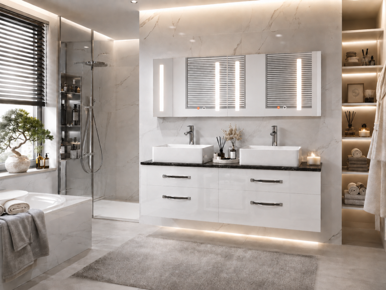Zestaw mebli łazienkowych Euphoria EUP P 120D/0/W/W/0/BK/MB