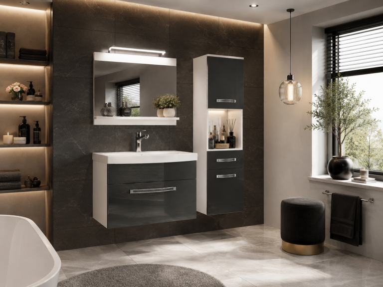 Zestaw mebli łazienkowych Glamour 45 GLA P 3/0/W/S/0/MB/PP