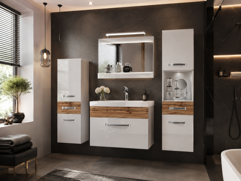 Zestaw mebli łazienkowych Glamour 93 GLA PM 5/0/W/WDW/0/MB/PP