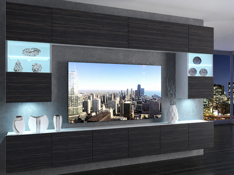 Meblościanka 300 cm TV/RTV czarna heban Producent IMP 1/5/W/HK/0/0
