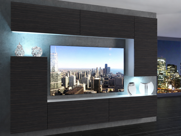 Meblościanka 250 cm TV/RTV czarna heban Producent IMP 8/5/W/HK/0/0