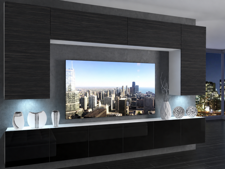 Meblościanka 300 cm TV/RTV czarna heban Producent IMP 2/5/W/HKB/0/0