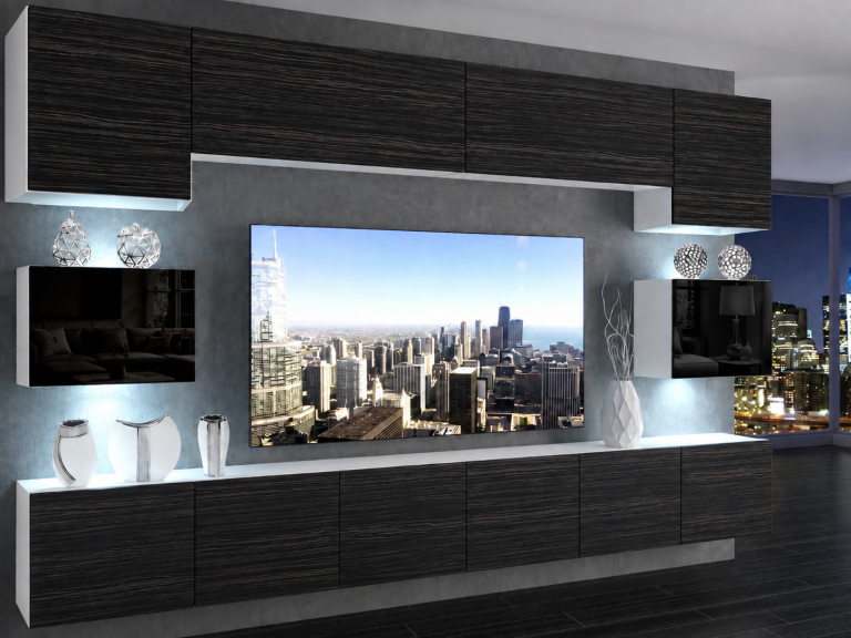 Meblościanka 300 cm TV/RTV czarna heban Producent IMP 3/5/W/HKBHK/0/0