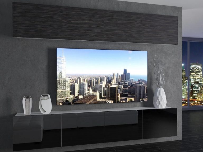 Meblościanka 200 cm TV/RTV czarna heban Producent IMP 6/5/W/HKB/0/0