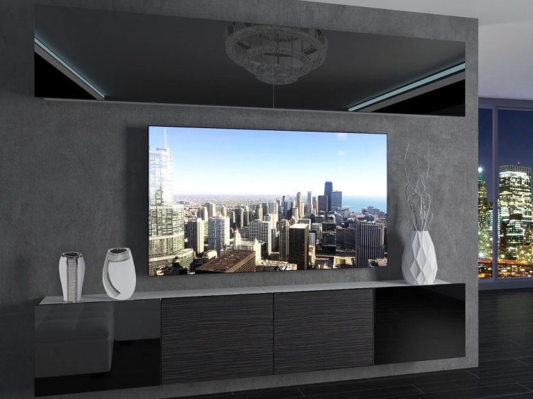 Meblościanka 200 cm TV/RTV czarna połysk heban Producent IMP 6/5/W/BBHKB/0/0