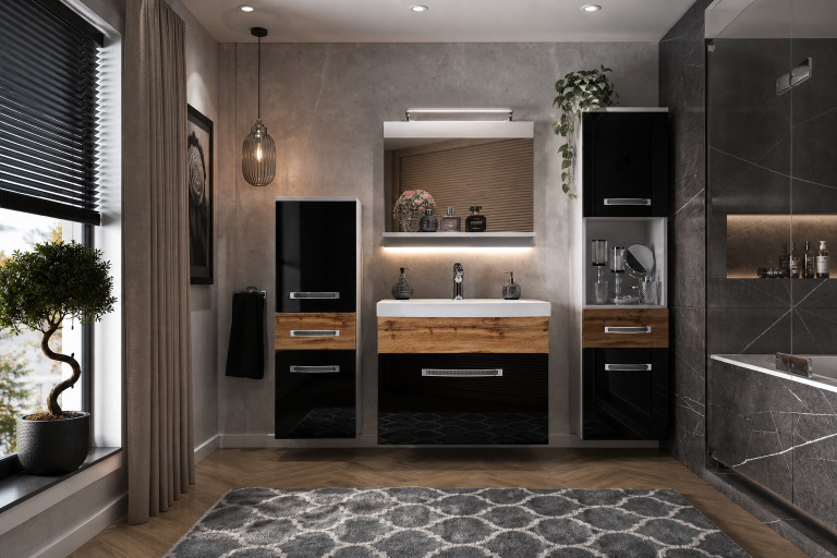 Zestaw mebli łazienkowych Glamour 95 GLA PM 5/0/W/BDW/0/MB/PP