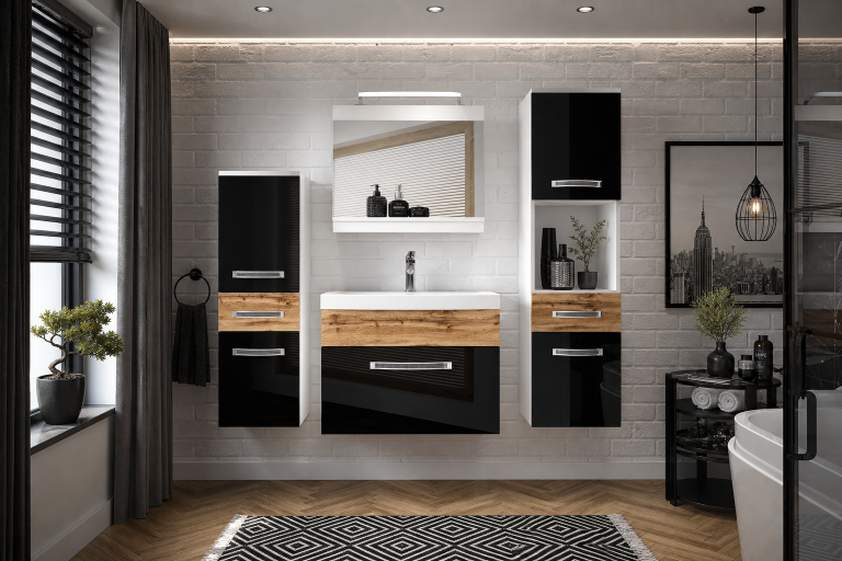 Zestaw mebli łazienkowych Glamour 95 GLA PM 5/0/W/BDW/0/MB/PP