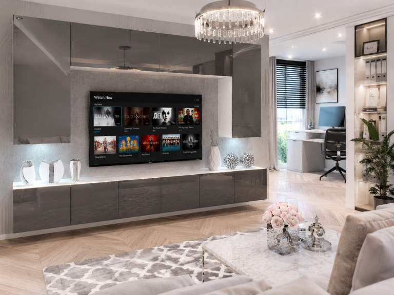 Meblościanka 300 cm TV/RTV szara połysk Producent IMP 2/5/W/S/0/0