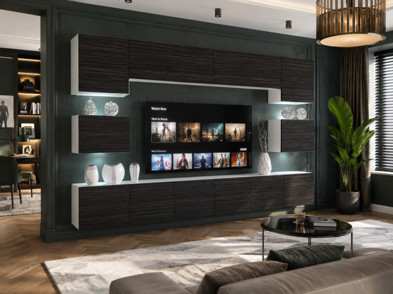 Meblościanka 300 cm TV/RTV czarna heban Producent IMP 3/5/W/HK/0/0