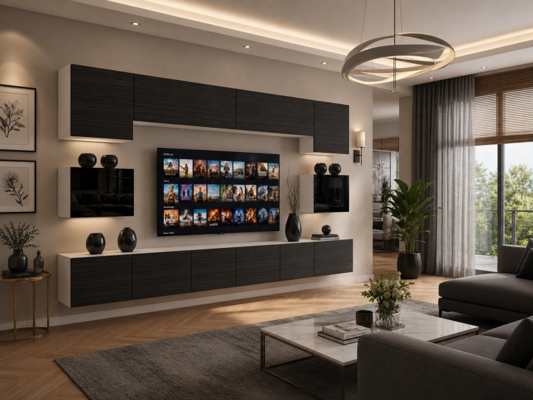 Meblościanka 300 cm TV/RTV czarna heban Producent IMP 3/5/W/HKBHK/0/0