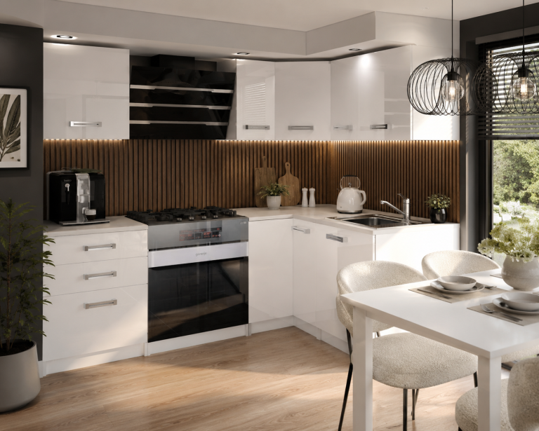 Meble kuchenne 300 cm białe połysk z blatem Producent INF JOWISZ/3/WT/W/0/D