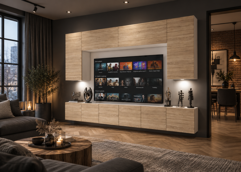 Meblościanka 300 cm TV/RTV dębowa dąb sonoma Producent IMP PRIMO 2/5/W/DS/0/0
