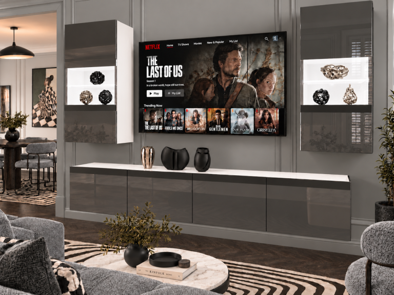 Meblościanka Prestige 200 cm TV/RTV szara połysk Producent IMP P Keanu 7/5/W/S/0/0/CM