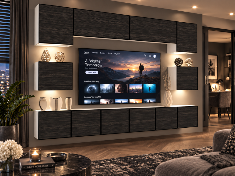 Meblościanka Linea 300 cm TV/RTV czarna heban Producent IMP L Tarantino 3/5/W/HK/0/0