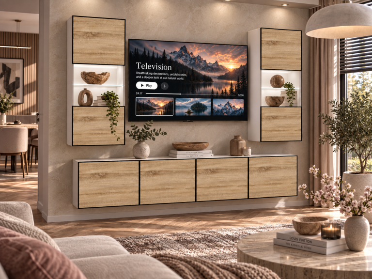 Meblościanka Linea 200 cm TV/RTV dębowa dąb wotan dąb sonoma Producent IMP L Keanu 7/5/W/DS/0/0