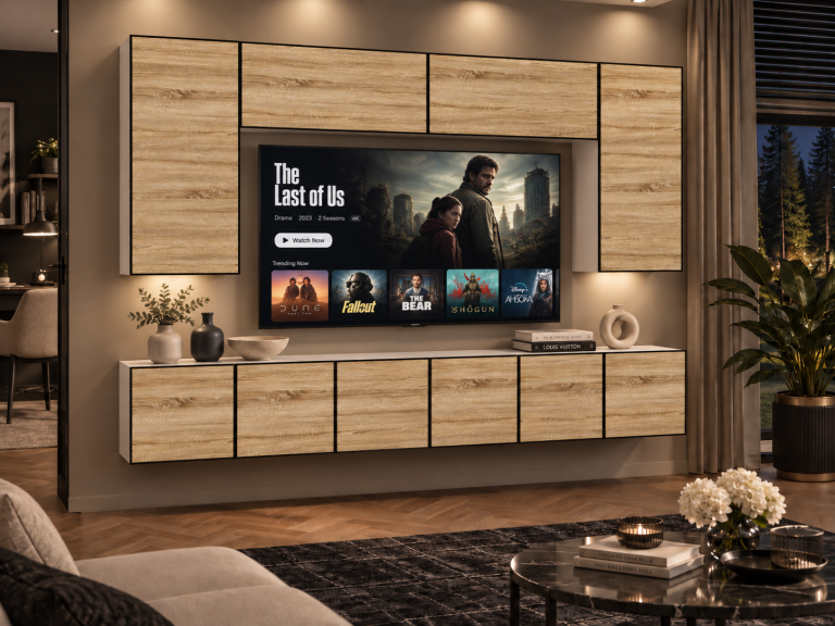 Meblościanka Linea 300 cm TV/RTV dębowa dąb wotan dąb sonoma Producent IMP L Monroe 2/5/W/DS/0/0
