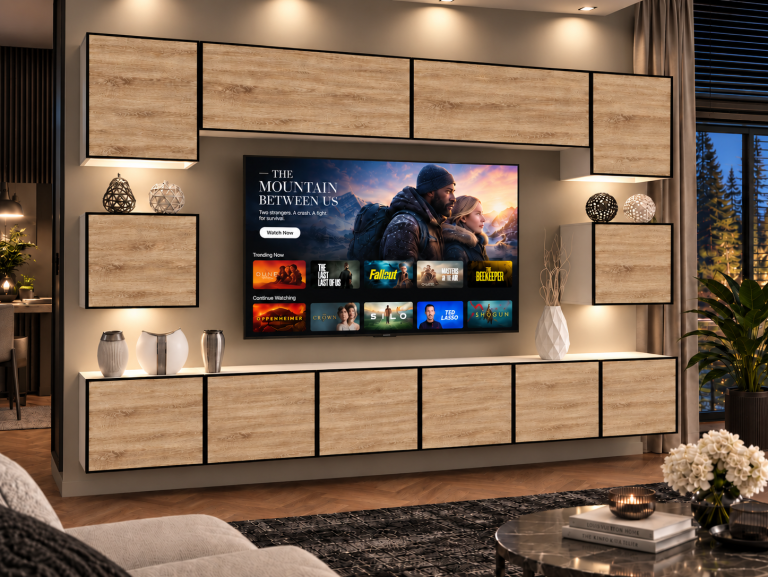 Meblościanka Linea 300 cm TV/RTV dębowa dąb wotan dąb sonoma Producent IMP L Tarantino 3/5/W/DS/0/0