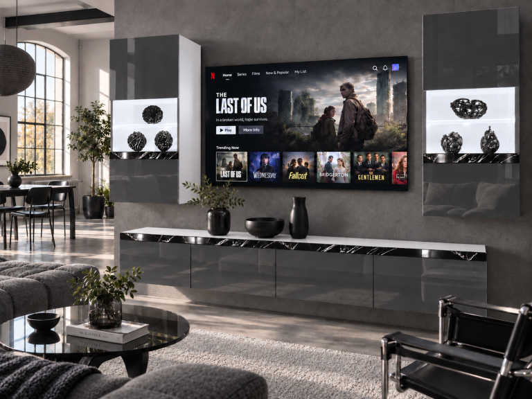 Meblościanka Prestige 200 cm TV/RTV szara połysk Producent IMP P Keanu 7/5/W/S/0/0/CS