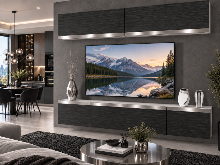 Meblościanka Prestige 200 cm TV/RTV czarna heban Producent IMP P Brando 6/5/W/HK/0/0/SL