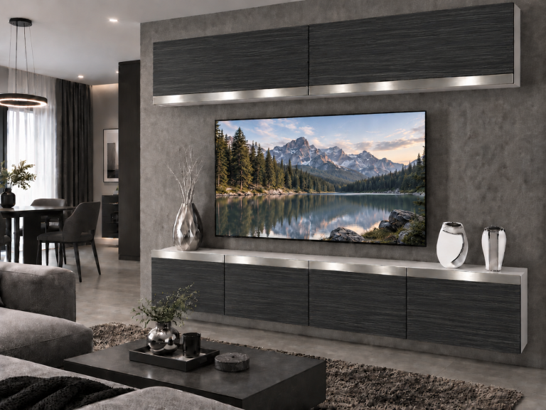 Meblościanka Prestige 200 cm TV/RTV czarna heban Producent IMP P Brando 6/5/W/HK/0/0/SL