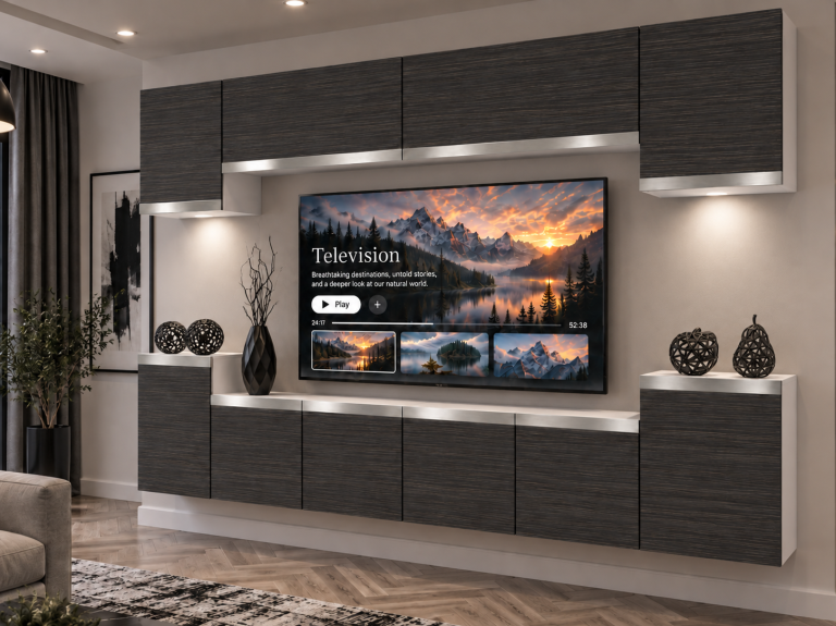Meblościanka Prestige 300 cm TV/RTV czarna heban Producent IMP P Hepburn 4/5/W/HK/0/0/SL