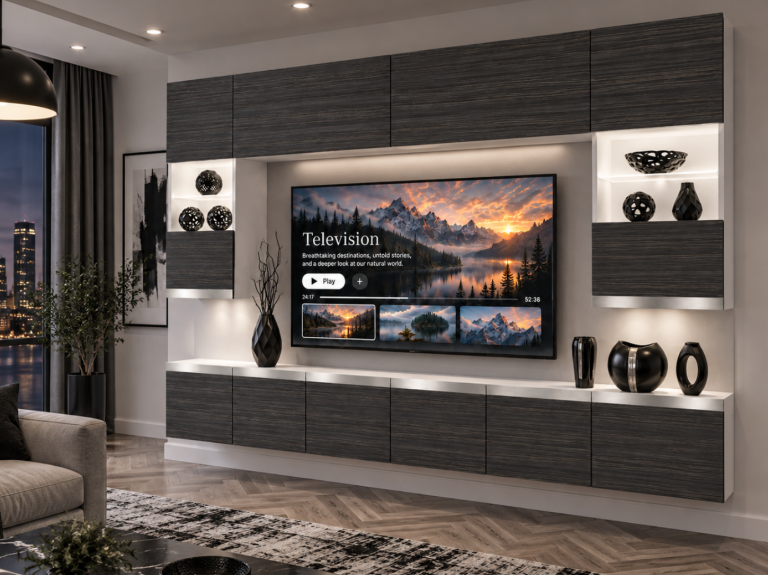 Meblościanka Prestige 300 cm TV/RTV czarna heban Producent IMP P1 Nolan 1/5/W/HK/0/0/SL