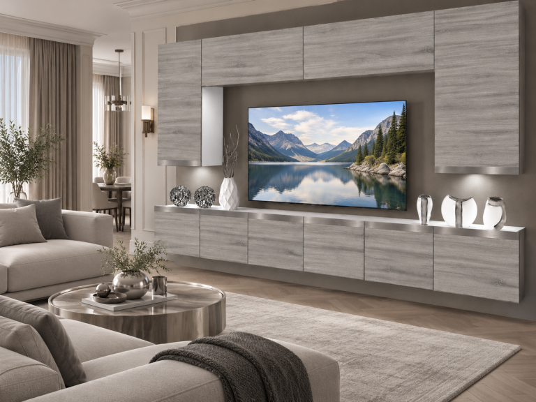 Meblościanka Prestige 300 cm TV/RTV szary antracyt grafitowy Producent IMP P Monroe 2/5/W/GW1/0/0/SL