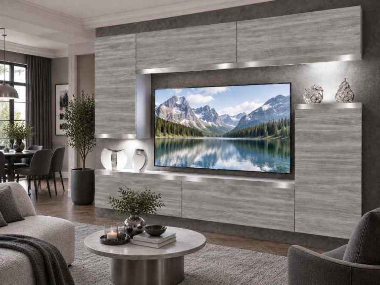 Meblościanka Prestige 250 cm TV/RTV szara antracyt grafitowa Producent IMP P Woody 8/5/W/GW1/0/0/SL