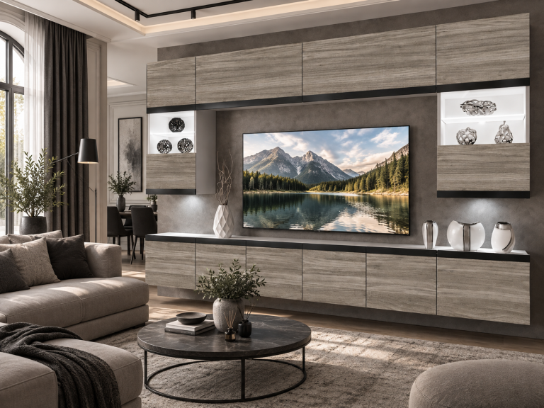 Meblościanka Prestige 300 cm TV/RTV szary antracyt grafitowy Producent IMP P2 Nolan 1/5/W/GW1/0/0/CM