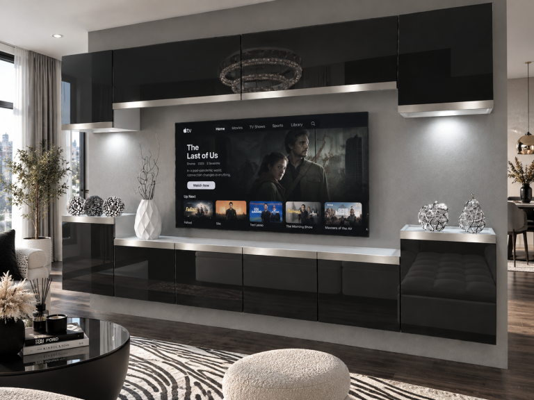 Meblościanka Prestige 300 cm TV/RTV czarna połysk Producent IMP P Hepburn 4/5/W/B/0/0/SL