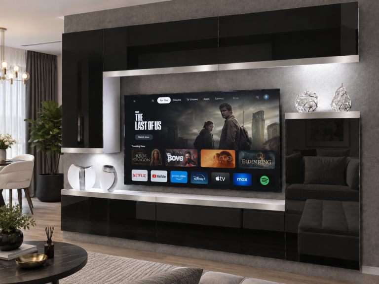 Meblościanka Prestige 250 cm TV/RTV czarna połysk Producent IMP P Woody 8/5/W/B/0/0/SL