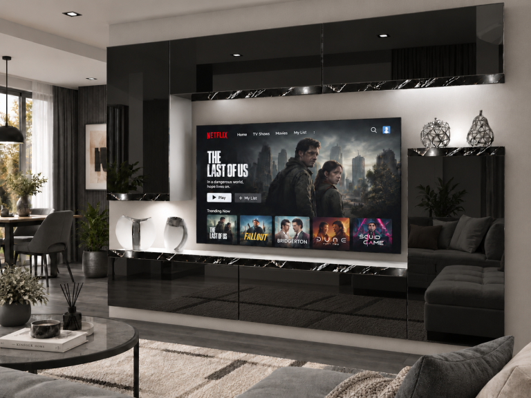 Meblościanka Prestige 250 cm TV/RTV czarna połysk Producent IMP P Woody 8/5/W/B/0/0/CS