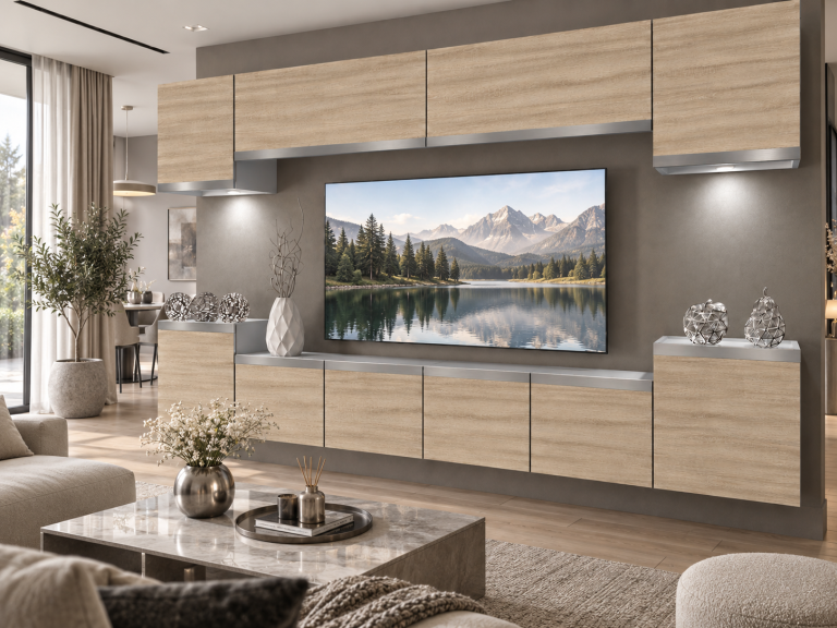 Meblościanka Prestige 300 cm TV/RTV dębowa dąb wotan dąb sonoma Producent IMP P Hepburn 4/5/W/DS/0/0/SL