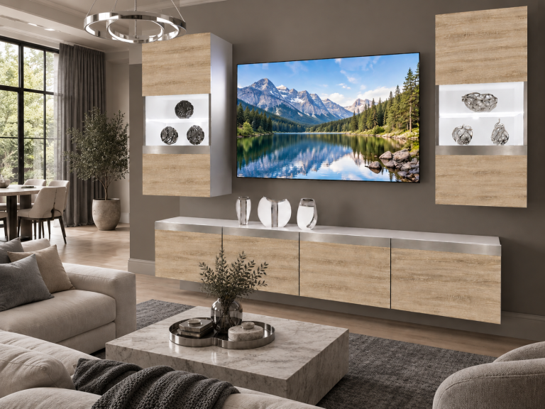 Meblościanka Prestige 200 cm TV/RTV dębowa dąb wotan dąb sonoma Producent IMP P Keanu 7/5/W/DS/0/0/SL