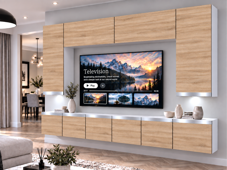 Meblościanka Prestige 300 cm TV/RTV dębowa dąb wotan dąb sonoma Producent IMP P Monroe 2/5/W/DS/0/0/SL