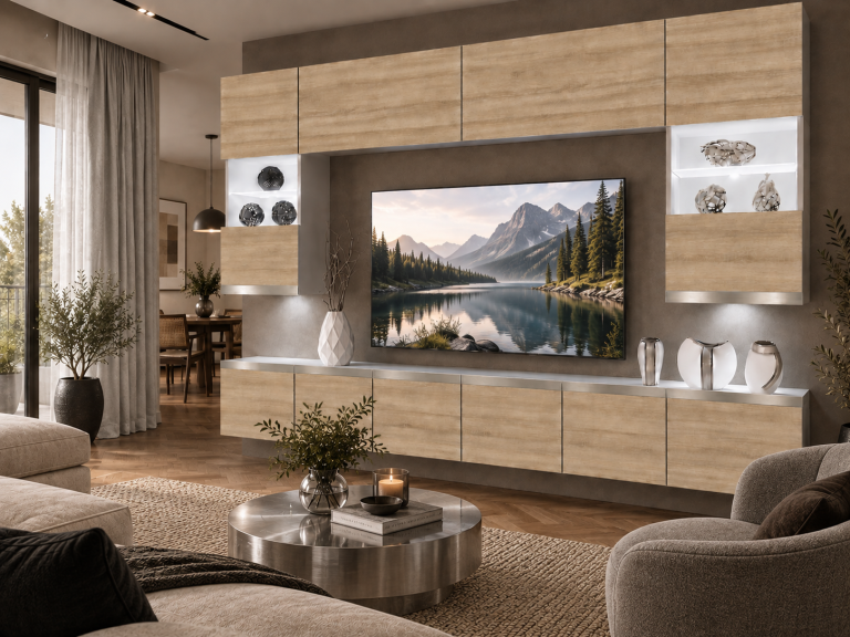 Meblościanka Prestige 300 cm TV/RTV dębowa dąb wotan dąb sonoma Producent IMP P1 Nolan 1/5/W/DS/0/0/SL