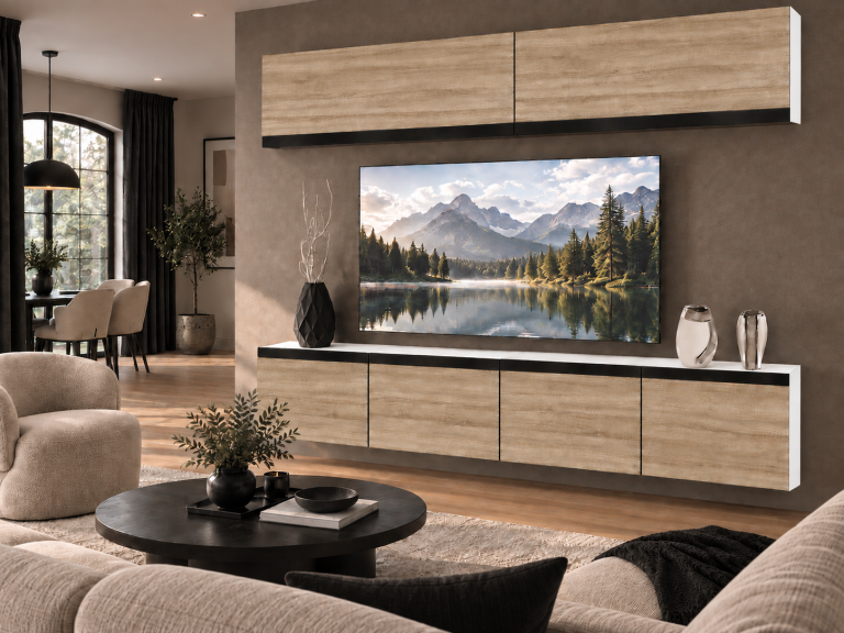 Meblościanka Prestige 200 cm TV/RTV dębowa dąb wotan dąb sonoma Producent IMP P Brando 6/5/W/DS/0/0/CM